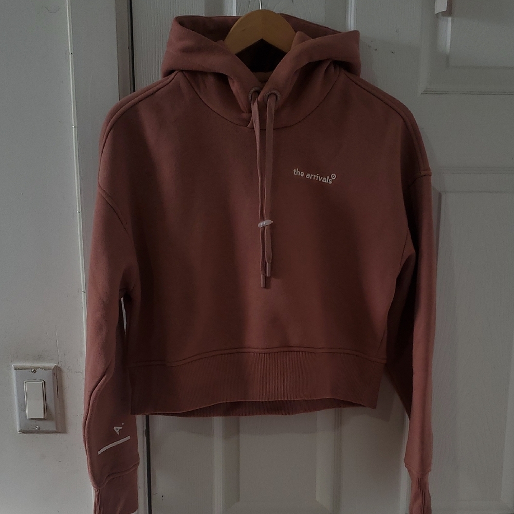 The Arrivals Free With Purchase Mauve Cropped Hoodie Sweater